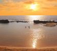 lagoon at sunset time in the National Park Achziv Israel